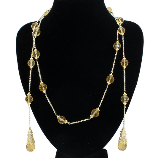 LO1717 - Gold White Metal Necklace with Synthetic Acrylic in Topaz-0