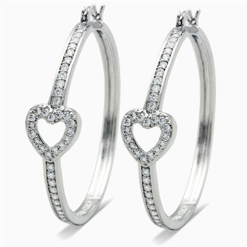 LO1941 - Rhodium Brass Earrings with AAA Grade CZ in Clear-0