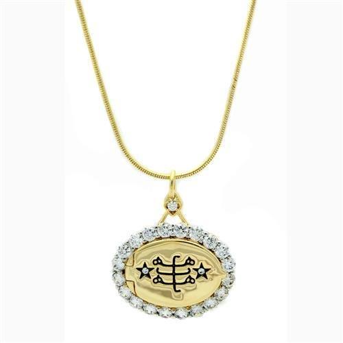LO1943 - Gold+Rhodium Brass Chain Pendant with AAA Grade CZ in Clear-0