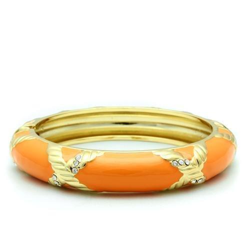 LO1956 - Gold White Metal Bangle with Top Grade Crystal in Clear-0