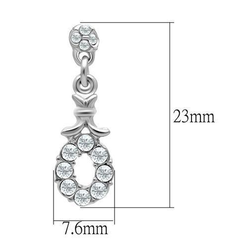 LO1974 - Rhodium White Metal Earrings with Top Grade Crystal in Clear-1