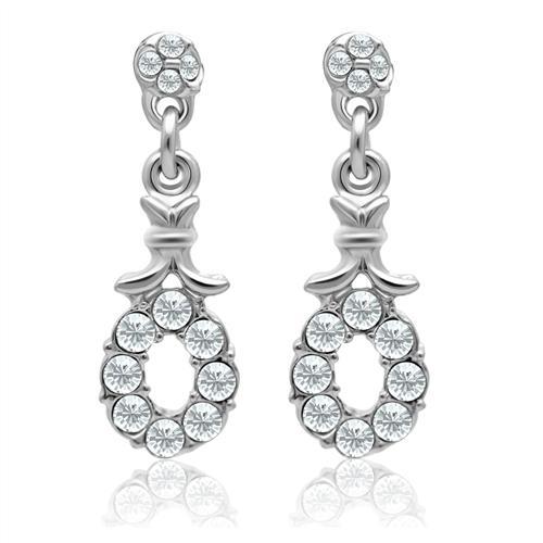 LO1974 - Rhodium White Metal Earrings with Top Grade Crystal in Clear-0