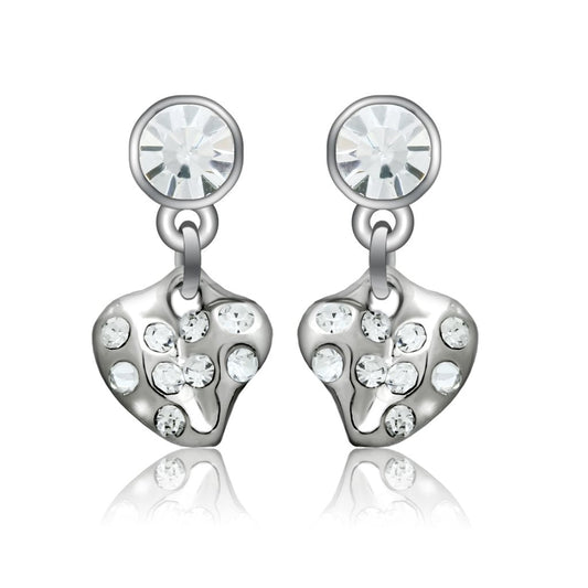 LO1982 - Rhodium White Metal Earrings with Top Grade Crystal in Clear-0