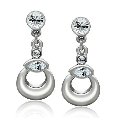 LO1989 - Rhodium White Metal Earrings with Top Grade Crystal in Clear-0