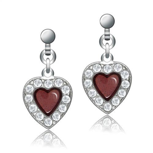 LO2000 - Rhodium White Metal Earrings with Top Grade Crystal in Clear-0