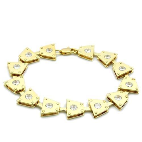 LO2002 - Matte Gold & Gold Brass Bracelet with AAA Grade CZ in Clear-0