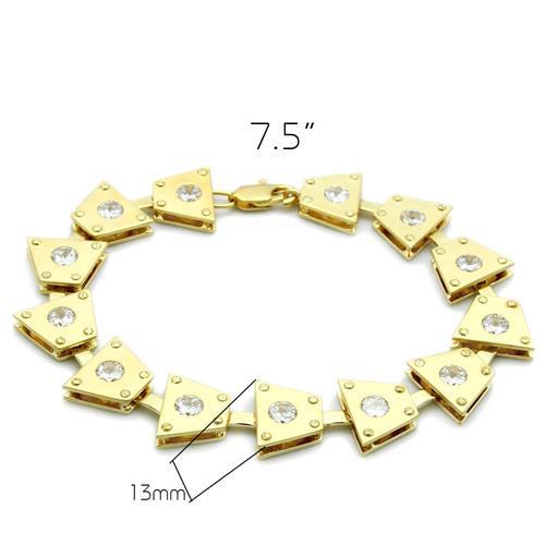 LO2002 - Matte Gold & Gold Brass Bracelet with AAA Grade CZ in Clear-1