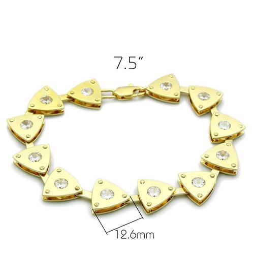 LO2004 - Matte Gold & Gold Brass Bracelet with AAA Grade CZ in Clear-1