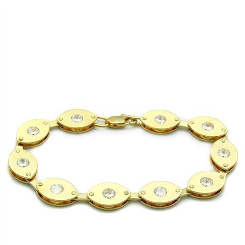 LO2010 - Matte Gold & Gold Brass Bracelet with AAA Grade CZ in Clear-0
