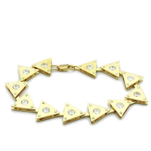 LO2012 - Matte Gold & Gold Brass Bracelet with AAA Grade CZ in Clear-0