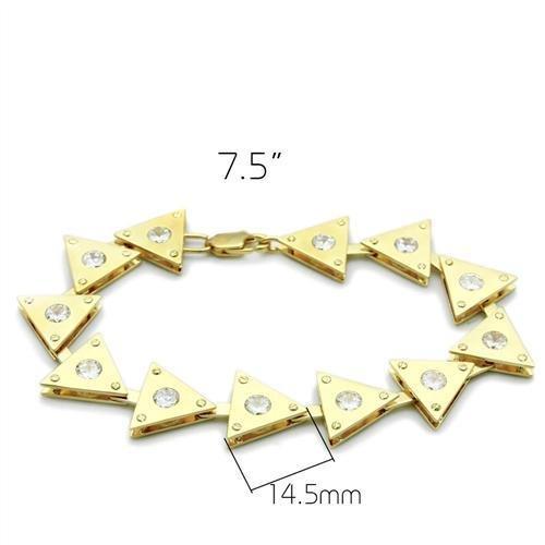 LO2012 - Matte Gold & Gold Brass Bracelet with AAA Grade CZ in Clear-1