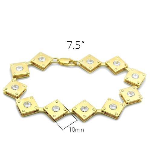 LO2017 - Matte Gold & Gold Brass Bracelet with AAA Grade CZ in Clear-1
