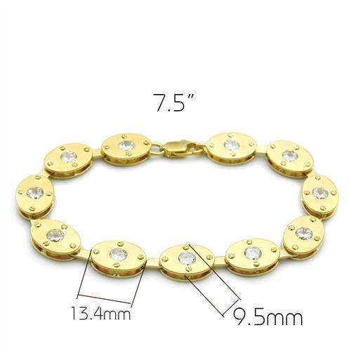 LO2018 - Matte Gold & Gold Brass Bracelet with AAA Grade CZ in Clear-1