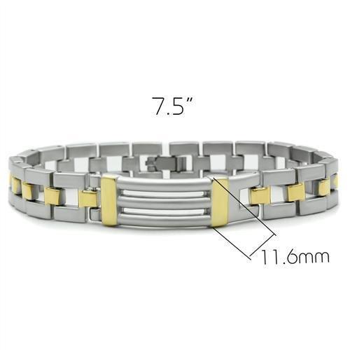 LO2030 - Matte Rhodium & Gold White Metal Bracelet with No Stone-1