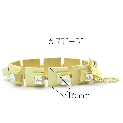 LO2037 - Matte Gold Brass Bracelet with Top Grade Crystal in Clear-1