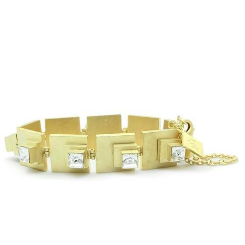 LO2037 - Matte Gold Brass Bracelet with Top Grade Crystal in Clear-0