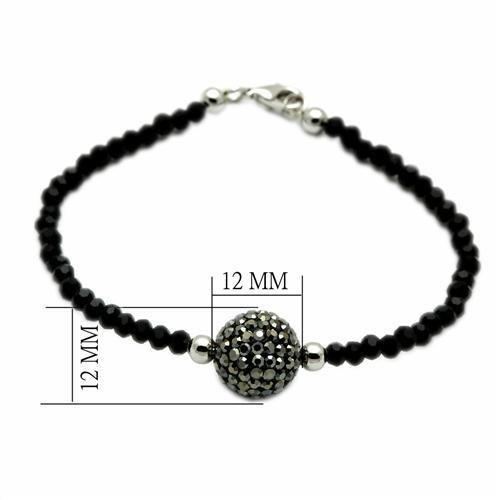 LO2048 - Rhodium + Ruthenium Brass Bracelet with Top Grade Crystal in Jet-1