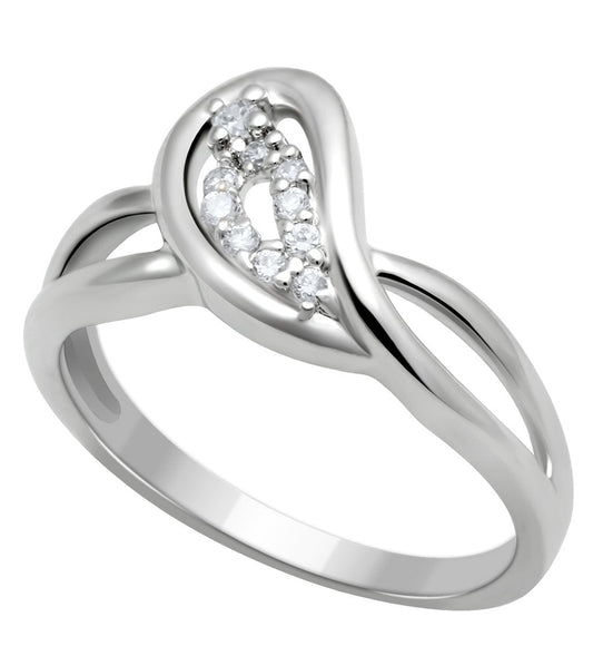 LO2051 - Rhodium Brass Ring with AAA Grade CZ in Clear-0
