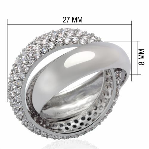 LO2055 - Rhodium Brass Ring with AAA Grade CZ in Clear-1