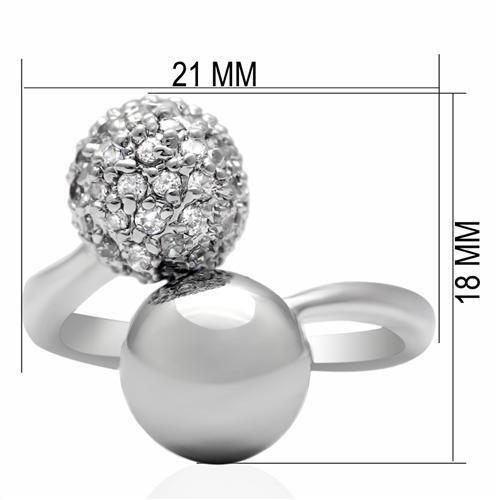 LO2059 - Rhodium Brass Ring with AAA Grade CZ in Clear-1
