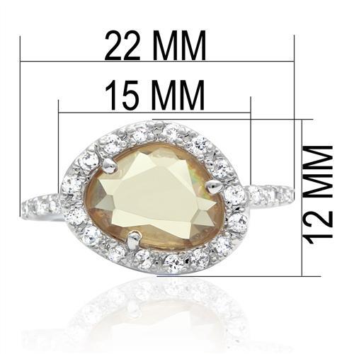 LO2060 - Rhodium Brass Ring with AAA Grade CZ in Champagne-1