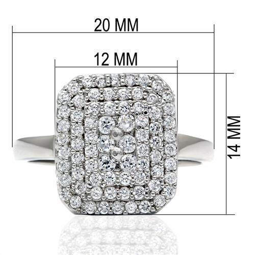 LO2064 - Rhodium Brass Ring with AAA Grade CZ in Clear-1