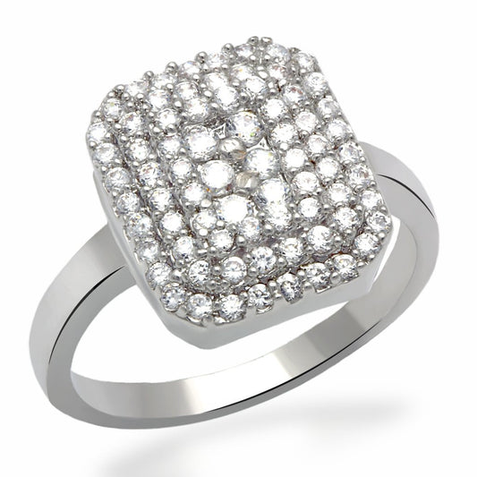 LO2064 - Rhodium Brass Ring with AAA Grade CZ in Clear-0