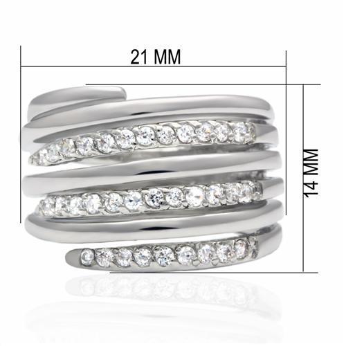 LO2075 - Rhodium Brass Ring with AAA Grade CZ in Clear-1