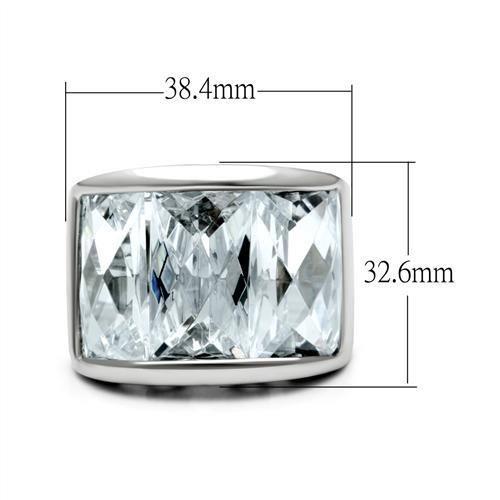 LO2092 - Rhodium Brass Ring with AAA Grade CZ in Clear-1