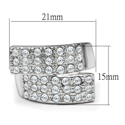 LO2095 - Rhodium Brass Ring with Top Grade Crystal in Clear-1
