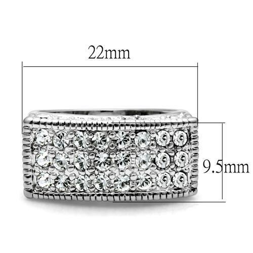 LO2103 - Rhodium Brass Ring with Top Grade Crystal in Clear-1