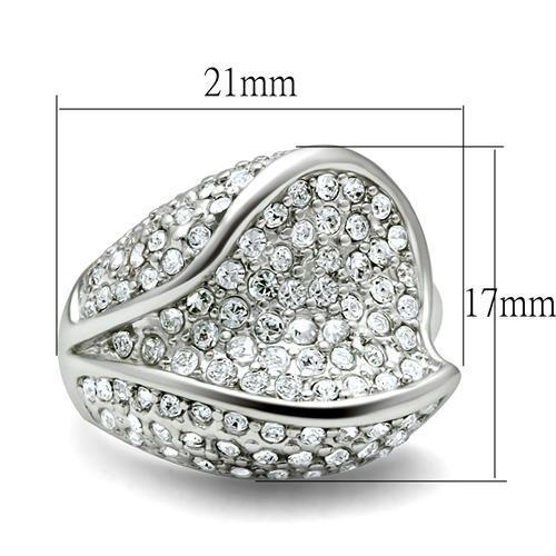 LO2105 - Rhodium Brass Ring with Top Grade Crystal in Clear-1