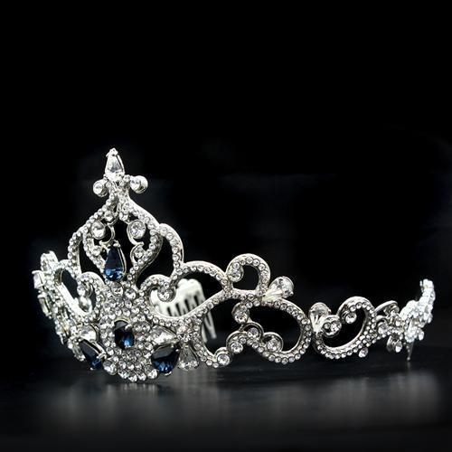 LO2110 - Imitation Rhodium Brass Tiaras & Hair Clip with Top Grade Crystal in Montana-1