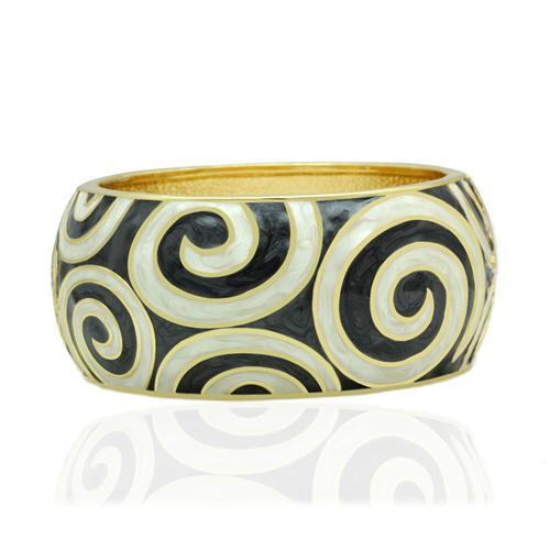 LO2126 - Flash Gold White Metal Bangle with Epoxy in No Stone-0