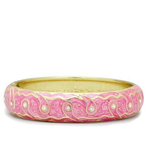 LO2136 - Flash Gold White Metal Bangle with Top Grade Crystal in Clear-0