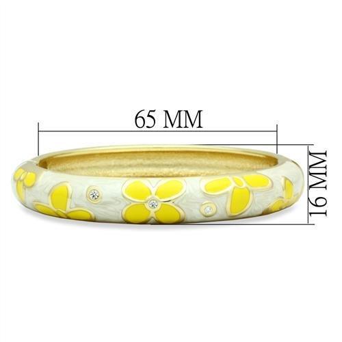 LO2141 - Flash Gold White Metal Bangle with Top Grade Crystal in Clear-1