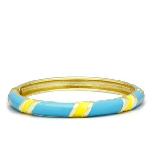 LO2143 - Flash Gold White Metal Bangle with Epoxy in No Stone-0