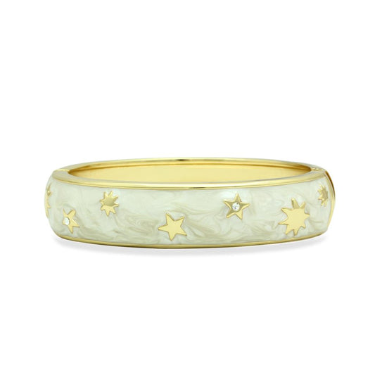 LO2146 - Flash Gold White Metal Bangle with Top Grade Crystal in Clear-0