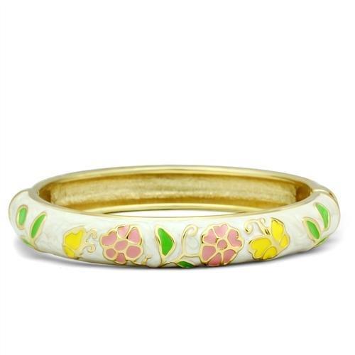 LO2149 - Flash Gold White Metal Bangle with Epoxy in No Stone-0