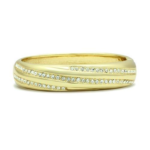 LO2150 - Flash Gold White Metal Bangle with Top Grade Crystal in Clear-0