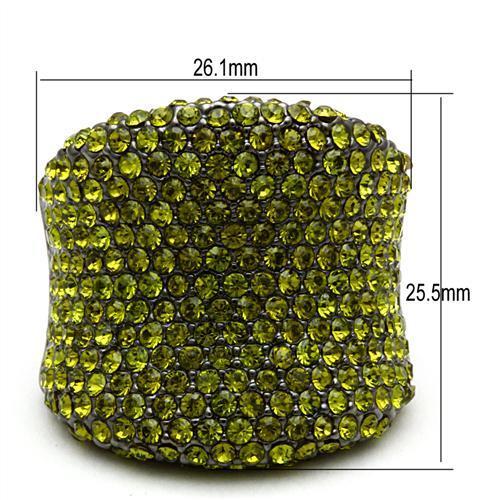 LO2185 - TIN Cobalt Black Brass Ring with Top Grade Crystal in Olivine color-1