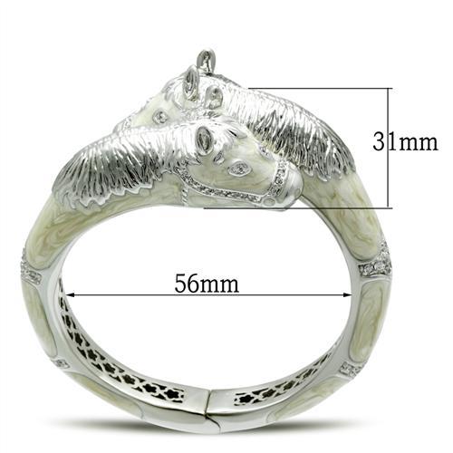 LO2266 - Rhodium Brass Bangle with AAA Grade CZ in Clear-1