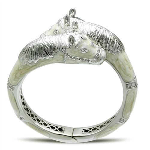 LO2266 - Rhodium Brass Bangle with AAA Grade CZ in Clear-0