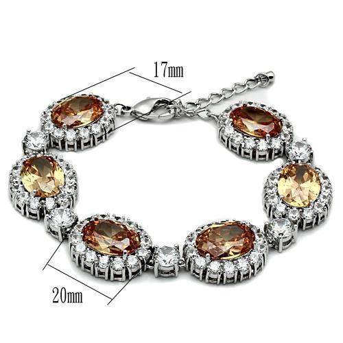 LO2360 - Rhodium Brass Bracelet with AAA Grade CZ in Champagne-2