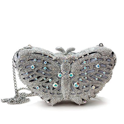 LO2366 - Imitation Rhodium White Metal Clutch with Top Grade Crystal in White-0