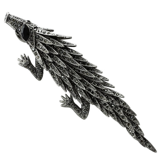 LO2394 - Imitation Rhodium White Metal Brooches with Top Grade Crystal in Jet-0