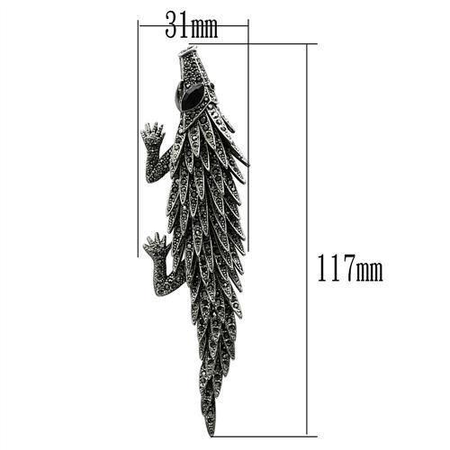 LO2394 - Imitation Rhodium White Metal Brooches with Top Grade Crystal in Jet-1