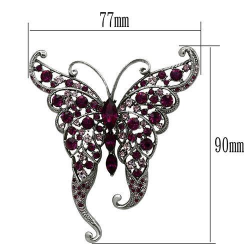 LO2396 - Imitation Rhodium White Metal Brooches with Top Grade Crystal in Multi Color-1