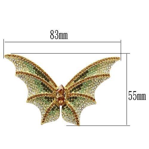 LO2400 - Gold White Metal Brooches with Top Grade Crystal in Multi Color-1