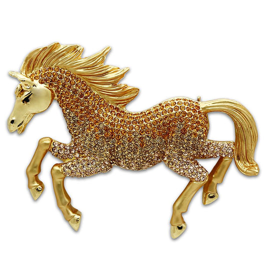LO2404 - Matte Gold & Gold White Metal Brooches with Top Grade Crystal in Multi Color-0